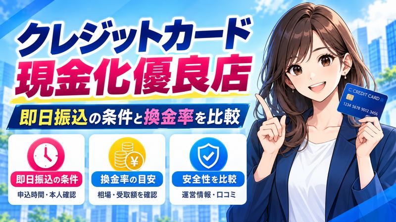 クレジットカード現金化優良店!即日振込の条件と換金率を比較