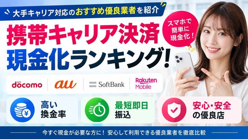 携帯キャリア決済現金化ランキング！大手キャリア対応のおすすめ優良業者を紹介