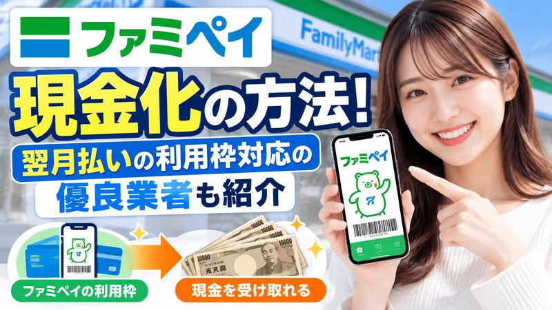 ファミペイ現金化の方法!翌月払いの利用枠対応の優良業者も紹介